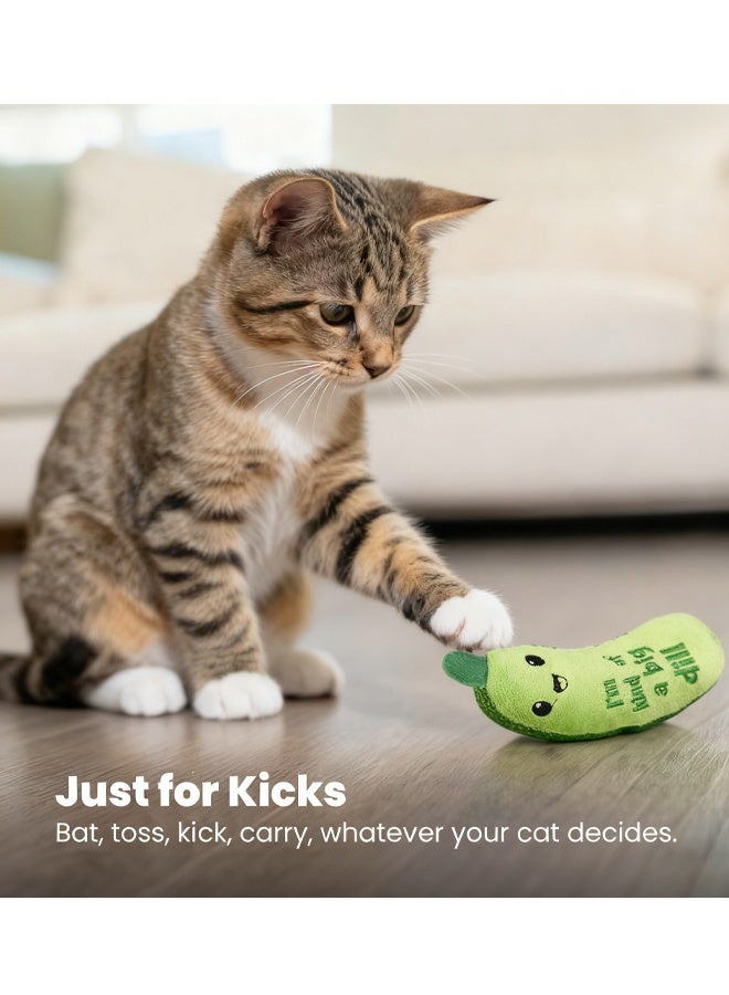 لعبة القطط Crunchy Pickle Kicker لعبة القطط المحشوة بالنعناع البري ذات الملمس المجعد مثالية للعب التفاعلي صحة الأسنان تخفيف الملل في المنزل آمنة ومتينة للقطط لركلها ومضغها والتدلل بها مع إضافة النعناع البري لإثارة المزيد من الإثارة - Image 5